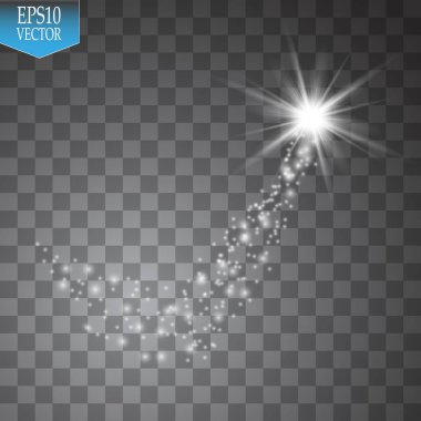 Büyük toz ile parlak bir kuyruklu yıldız. Kayan yıldızı. Parlama ışık efekti.