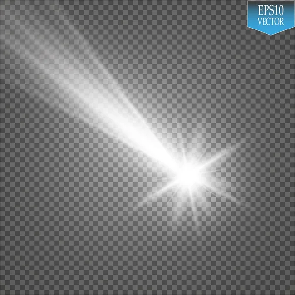 Büyük toz ile parlak bir kuyruklu yıldız. Kayan yıldızı. Parlama ışık efekti.