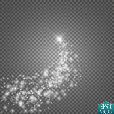 Büyük toz ile parlak bir kuyruklu yıldız. Kayan yıldızı. Parlama ışık efekti.