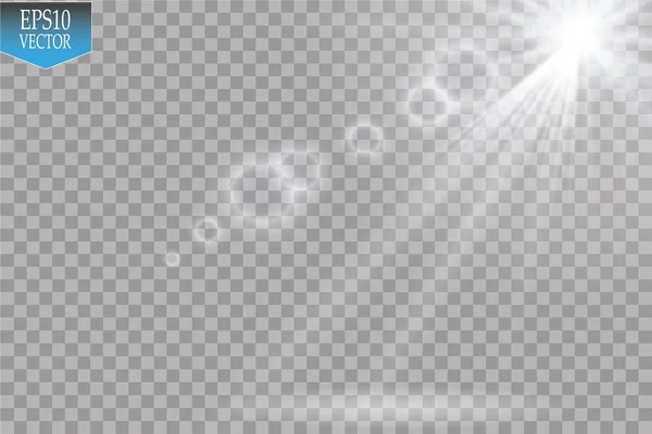 Vektör projektör. Sahne. Effects.Vector saydam güneş ışığı özel lens flare ışık efekti hafif. Güneş ışınları ile flash ve spot