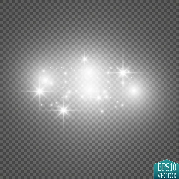 Işık şeffaf arka plan yok. Vektör beyaz glitter dalga soyut çizim. Beyaz yıldız tozu trail parlak parçacık izole.