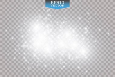 Parlama ışık efekti. Işıltılı toz bulutu. Vektör çizim. Noel