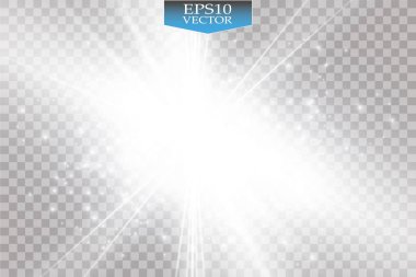 Işık şeffaf arka plan yok. Vektör beyaz glitter dalga soyut çizim. Beyaz yıldız tozu trail parlak parçacık izole.