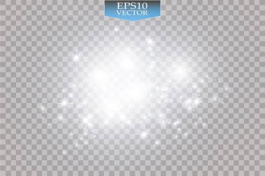 Parlama ışık efekti. Işıltılı toz bulutu. Vektör çizim. Noel