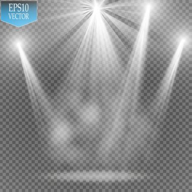 Yıldırım ve sis veya duman arka plan ile vektör beyaz şeffaf enerji spot manzara.