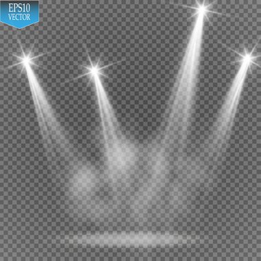 Yıldırım ve sis veya duman arka plan ile vektör beyaz şeffaf enerji spot manzara.