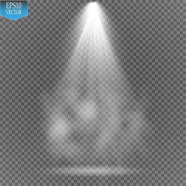 Yıldırım ve sis veya duman arka plan ile vektör beyaz şeffaf enerji spot manzara.