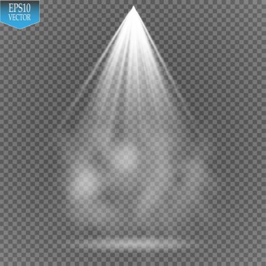 Yıldırım ve sis veya duman arka plan ile vektör beyaz şeffaf enerji spot manzara.