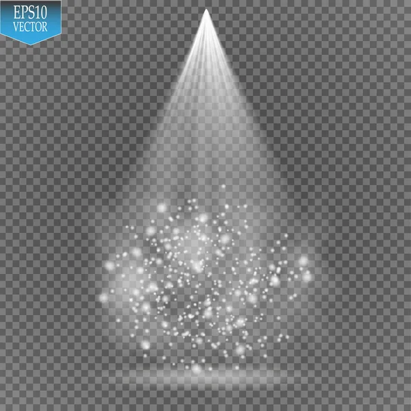 Yıldırım ve sis veya duman arka plan ile vektör beyaz şeffaf enerji spot manzara.