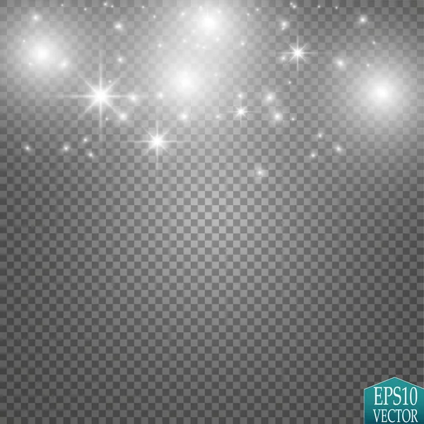 Vektör beyaz glitter dalga çizim. Beyaz yıldız tozu trail köpüklü parçacıkları üzerinde şeffaf arka plan izole.