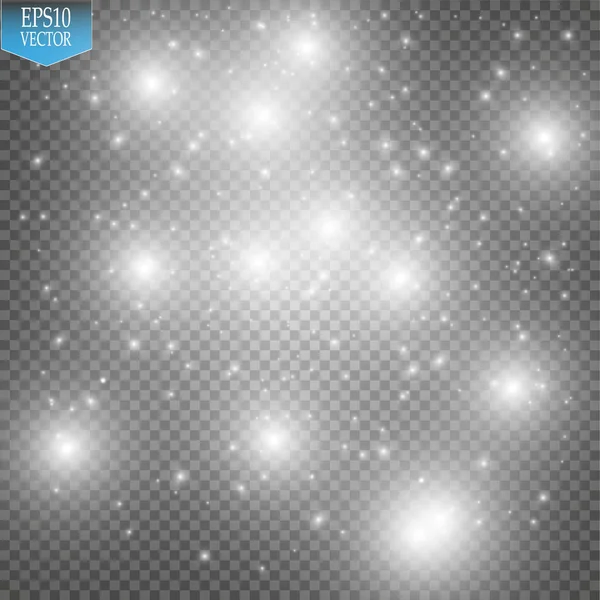 Parlama ışık efekti. Işıltılı toz bulutu. Vektör çizim. Noel