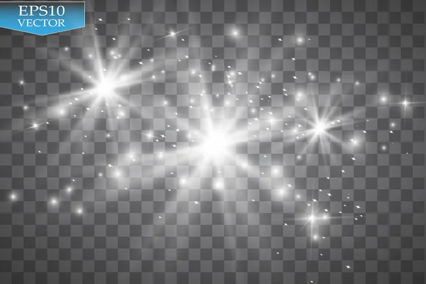 Vektor csillogó fehér hullám illusztráció. Fehér csillag por. trail csillogó részecskéket elszigetelt átlátszó háttér. — Stock Vector