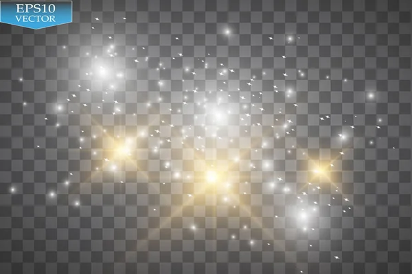 Vektor csillogó fehér hullám illusztráció. Fehér csillag por. trail csillogó részecskéket elszigetelt átlátszó háttér. — Stock Vector