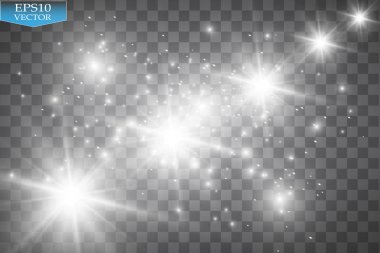 Vektör beyaz glitter dalga çizim. Beyaz yıldız tozu trail köpüklü parçacıkları üzerinde şeffaf arka plan izole.