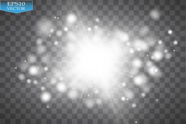 Vektör beyaz glitter dalga çizim. Beyaz yıldız tozu trail köpüklü parçacıkları üzerinde şeffaf arka plan izole.