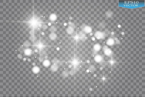 Witte glitter Golf vectorillustratie. Witte sterren stof trail fonkelende deeltjes geïsoleerd op transparante achtergrond. — Stockvector
