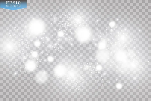 Abstracte witte bokeh effect explosie met vonken modern ontwerp. Gloed ster burst of vuurwerk lichteffect. Sparkles lichte vector transparante achtergrond. Kerst Concept. — Stockvector