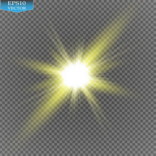 Lichteffekt. Starburst mit Funkeln auf transparentem Hintergrund. Vektorillustration. — Stockvektor