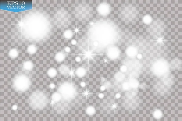 Explosão de efeito bokeh branco abstrato com faíscas design moderno. Explosão de estrela brilhante ou efeito de luz de fogo de artifício. Sparkles luz vector fundo transparente. Conceito de Natal . — Vetor de Stock