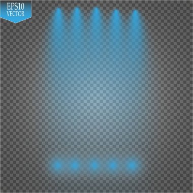 Özel ışık efektleri. Gerçekçi vektör parlak projektörler sahne aydınlatma ekose zemin üzerinde izole için. Renkli sahne ışıkları arka plan. Arka plan gösteri karnaval. Vektör