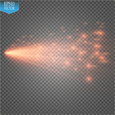 Büyük toz ve gaz yollar izole ile parlak bir kuyruklu yıldız. Vektör çizim.