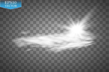 Vektör ışık halkası. Yuvarlak parlak çerçeve ile toz iz parçacıkları üzerinde şeffaf arka plan izole ışıklar.