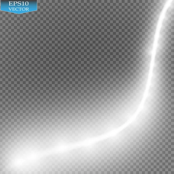 Efecto de luz de estrella de brillo mágico vectorial abstracto con líneas curvas de neón borroso. Sendero de estrellas de polvo brillante con bokeh . — Archivo Imágenes Vectoriales
