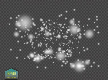 Parlama ışık efekti. Işıltılı toz bulutu. Vektör çizim. Noel