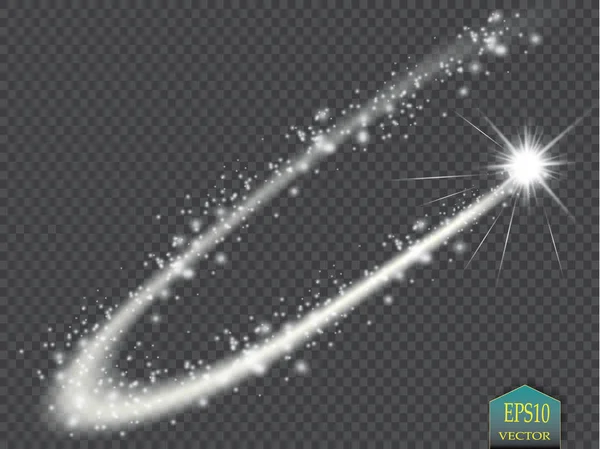 Αφηρημένο διανυσματικό μαγική λάμψη αστέρων εφέ φωτισμού με νέον θαμπάδα καμπύλες γραμμές. Αφρώδη σκόνη αστεριού με bokeh. — Διανυσματικό Αρχείο