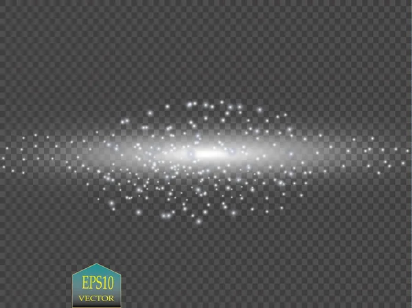 Parlama ışık efekti. Işıltılı toz bulutu. Vektör çizim. Noel