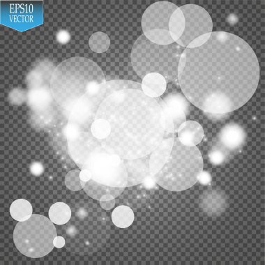 Soyut beyaz bokeh etkisi patlama ile modern tasarım kıvılcım. Parlayan yıldız patlaması veya havai fişek ışığı efekti. Sparkles ışık vektör şeffaf arka plan. Noel kavramı.