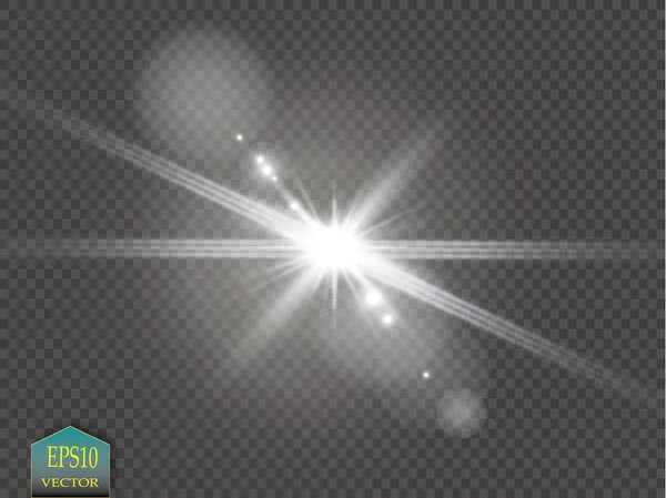 Vector transparant zonlicht speciale lens flare licht effect. Zonneschijn met stralen en schijnwerpers — Stockvector
