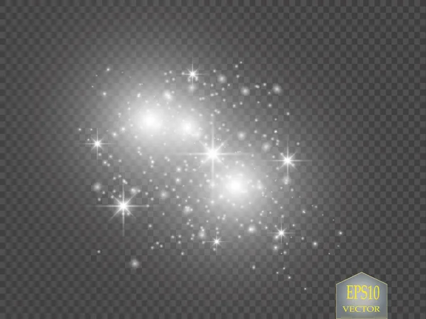 Ilustración de onda de brillo blanco vectorial. Huella de polvo de estrella blanca partículas brillantes aisladas sobre fondo transparente . — Archivo Imágenes Vectoriales