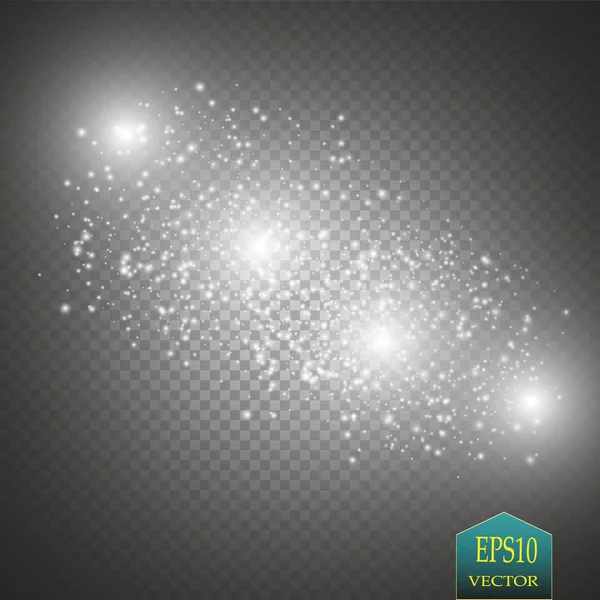 Parlama ışık efekti. Işıltılı toz bulutu. Vektör çizim. Noel