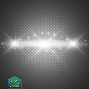 Vektör beyaz glitter dalga çizim. Beyaz yıldız tozu trail köpüklü parçacıkları üzerinde şeffaf arka plan izole.