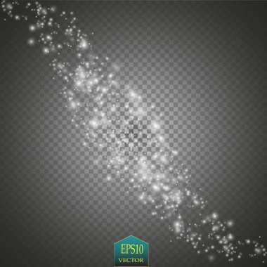 Parlama ışık efekti. Işıltılı toz bulutu. Vektör çizim. Noel