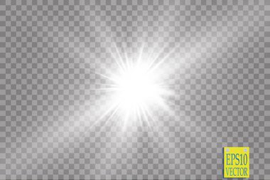 Glow light effect. Starburst with sparkles on transparent background. Vector illustration. clipart