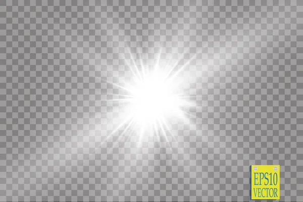 Gloeilamp effect. Sterrensprong met glitters op transparante achtergrond. Vectorillustratie. — Stockvector