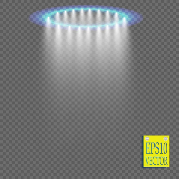 Saydam bir arka plan şeffaf mavi ligthy etkiler. Sahne ışıkları, işaret fişeği, patlama ve yıldız.