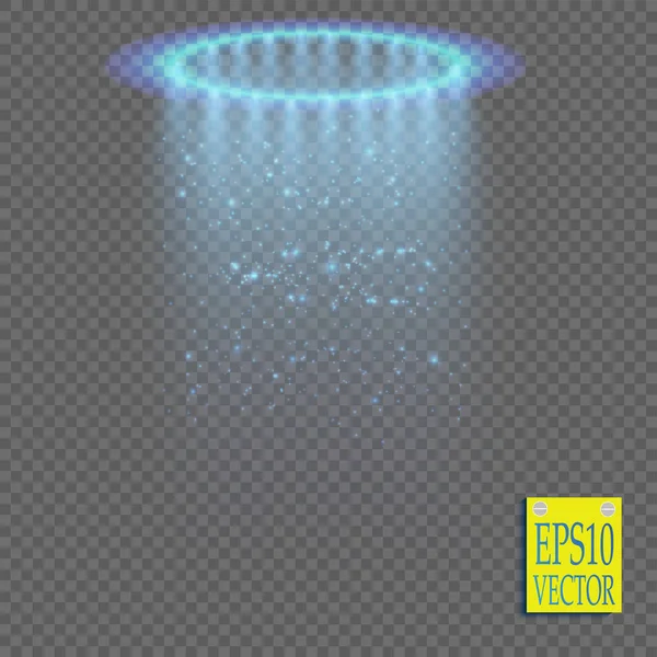 Saydam bir arka plan şeffaf mavi ligthy etkiler. Sahne ışıkları, işaret fişeği, patlama ve yıldız.