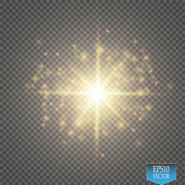 Vektör altın glitter dalga çizim. Altın yıldız toz iz köpüklü parçacıkları üzerinde şeffaf arka plan izole.