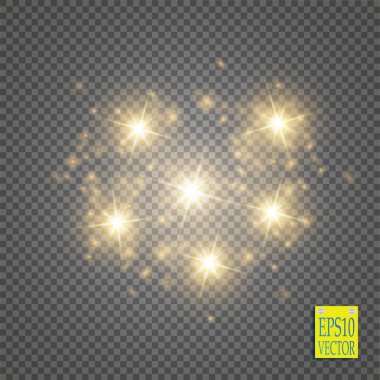 Vektör altın glitter dalga çizim. Altın yıldız toz iz köpüklü parçacıkları üzerinde şeffaf arka plan izole.