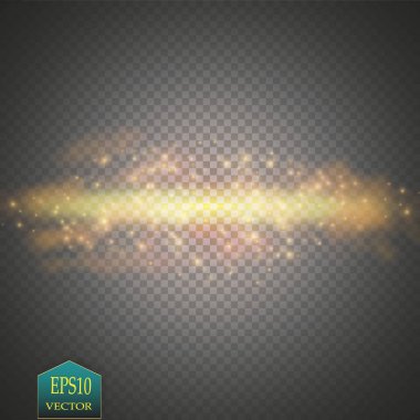 Vektör altın glitter dalga çizim. Altın yıldız toz iz köpüklü parçacıkları üzerinde şeffaf arka plan izole.