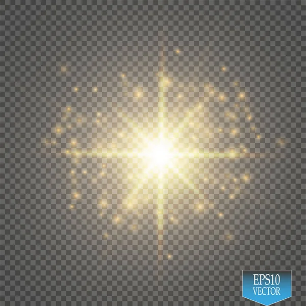 Vektör altın glitter dalga çizim. Altın yıldız toz iz köpüklü parçacıkları üzerinde şeffaf arka plan izole.