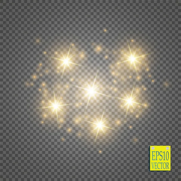 Vector εικονογράφηση κύμα χρυσό γκλίτερ. Χρυσόσκονη star trail αφρώδη μόρια απομονωμένα σε διαφανές φόντο. — Διανυσματικό Αρχείο