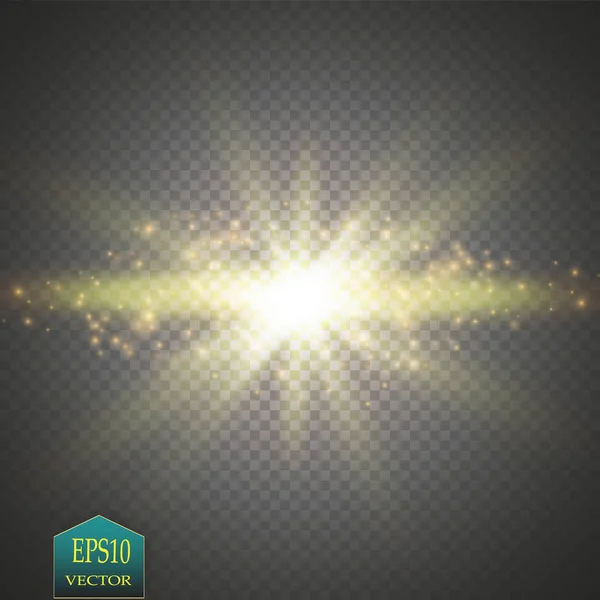 Ilustración de onda de brillo de oro vectorial. Huella de polvo de estrella dorada partículas brillantes aisladas sobre fondo transparente . — Vector de stock