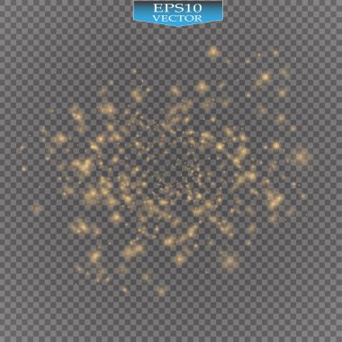 Vektör altın glitter dalga çizim. Altın yıldız toz iz köpüklü parçacıkları üzerinde şeffaf arka plan izole.
