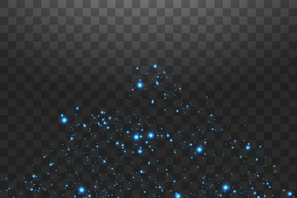 Vetor azul nuvem brilho onda ilustração abstrata. Trilha de poeira azul estrela partículas cintilantes isoladas em fundo transparente. Conceito mágico — Vetor de Stock
