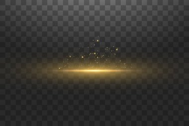 İzole edilmiş altın şeffaf efekt, parlaklık, patlama, parıltı, çizgi, güneş ışığı, kıvılcım ve yıldızlar. Resim tasarımı için, Noel kutlaması için pankart, sihirli ışık ışını