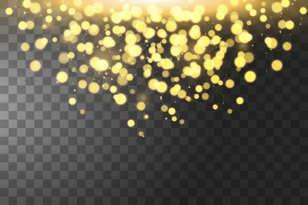 Textura fondo abstracto negro y dorado Glitter y elegante para Navidad. Partículas de polvo mágicas chispeantes. Concepto mágico. Fondo abstracto con efecto bokeh . — Archivo Imágenes Vectoriales